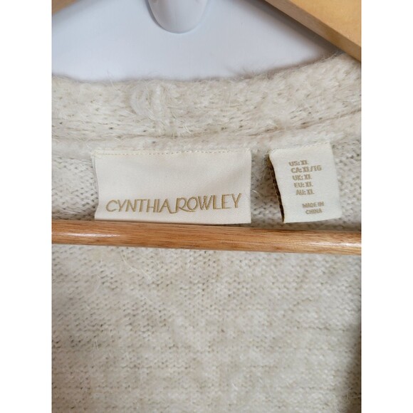 Cynthia Rowley Animal Print Eyelash Open Front Cardigan Sweater Size XL - Picture 3 of 7